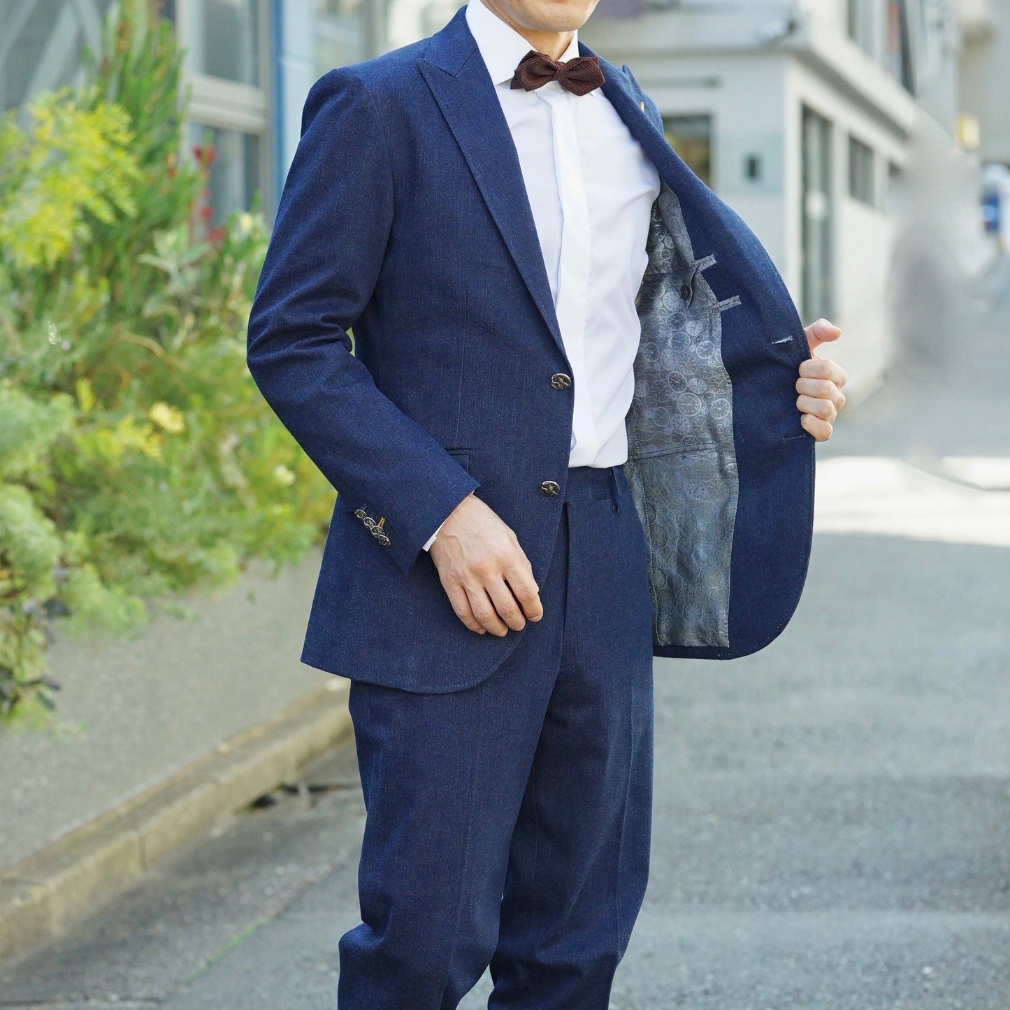 ネイビー系オーダータキシード インポート生地 【結婚式 タキシード オーダーメイド】
