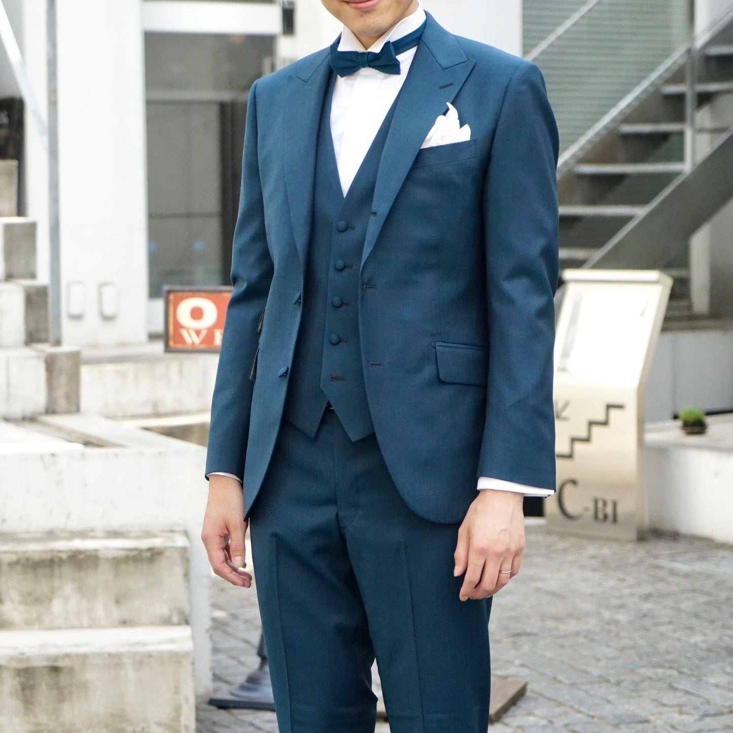 ネイビー系オーダータキシード インポート生地 【結婚式 タキシード オーダーメイド】