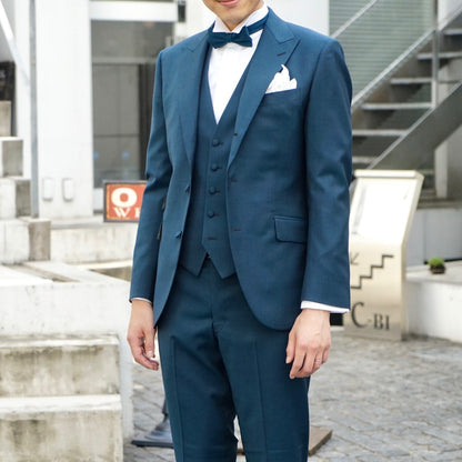 ネイビー系オーダータキシード インポート生地 【結婚式 タキシード オーダーメイド】