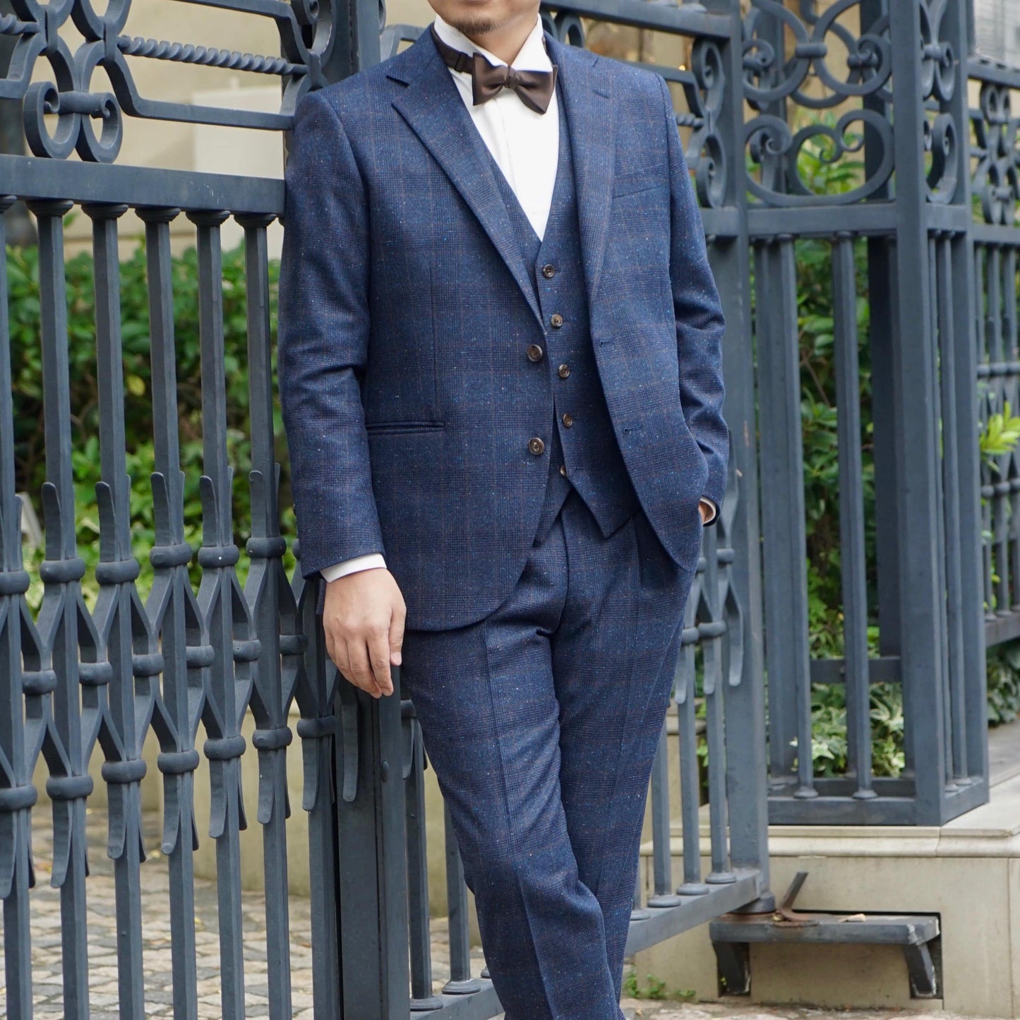 ネイビー系オーダータキシード 国産生地 【結婚式 タキシード オーダーメイド】