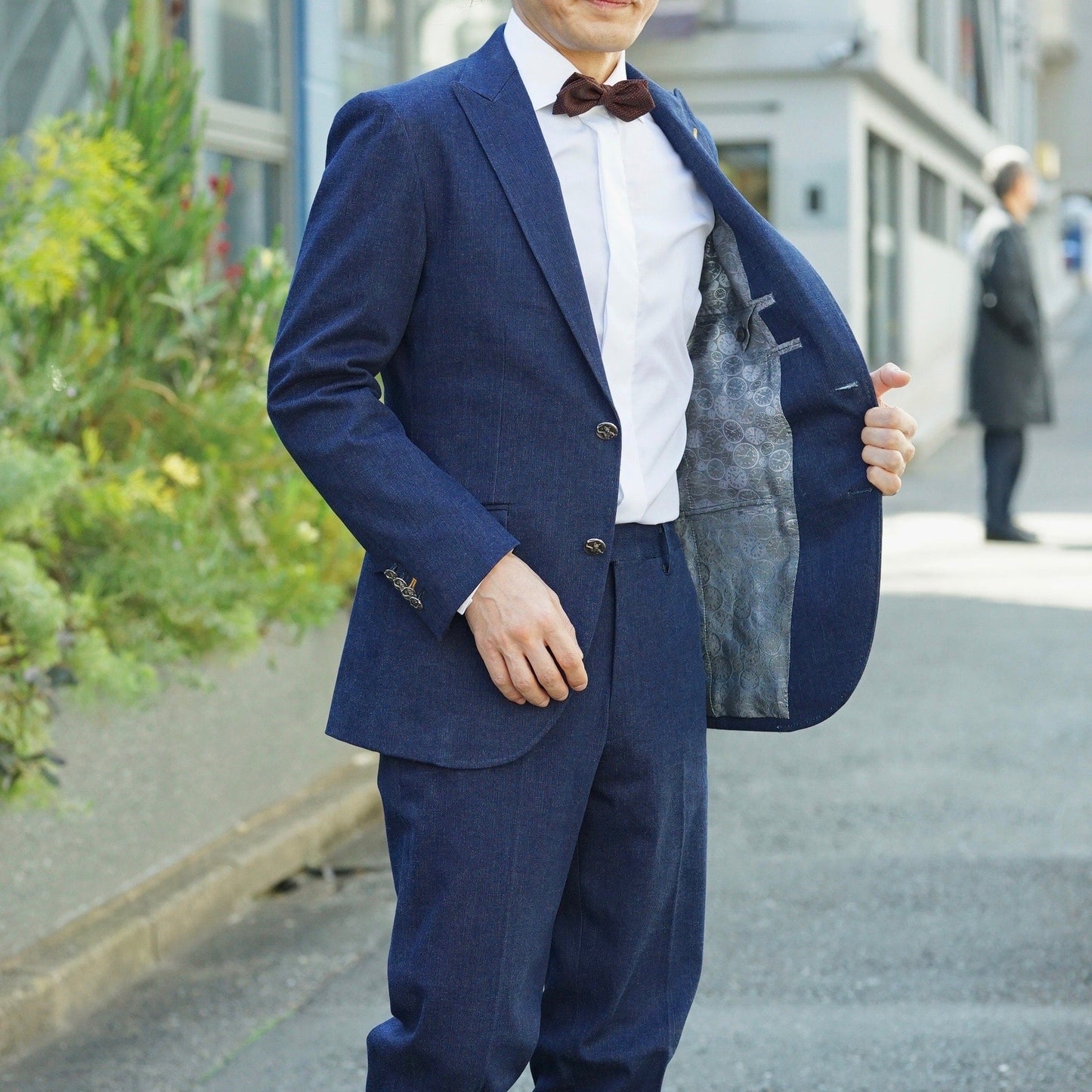 ネイビー系オーダータキシード 国産生地 【結婚式 タキシード オーダーメイド】