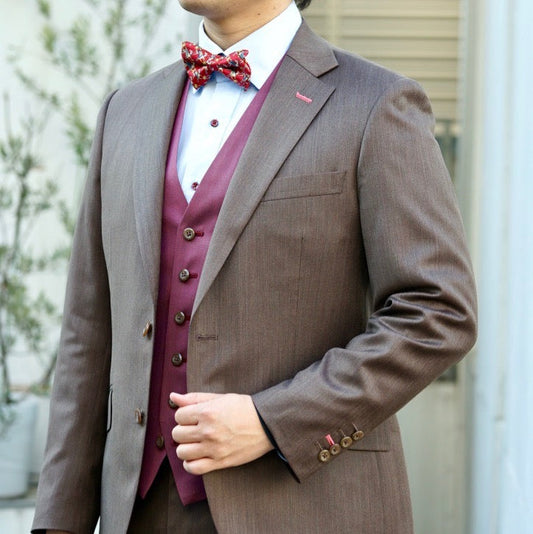 ブラウン系オーダータキシード インポート生地 【結婚式 タキシード オーダーメイド】