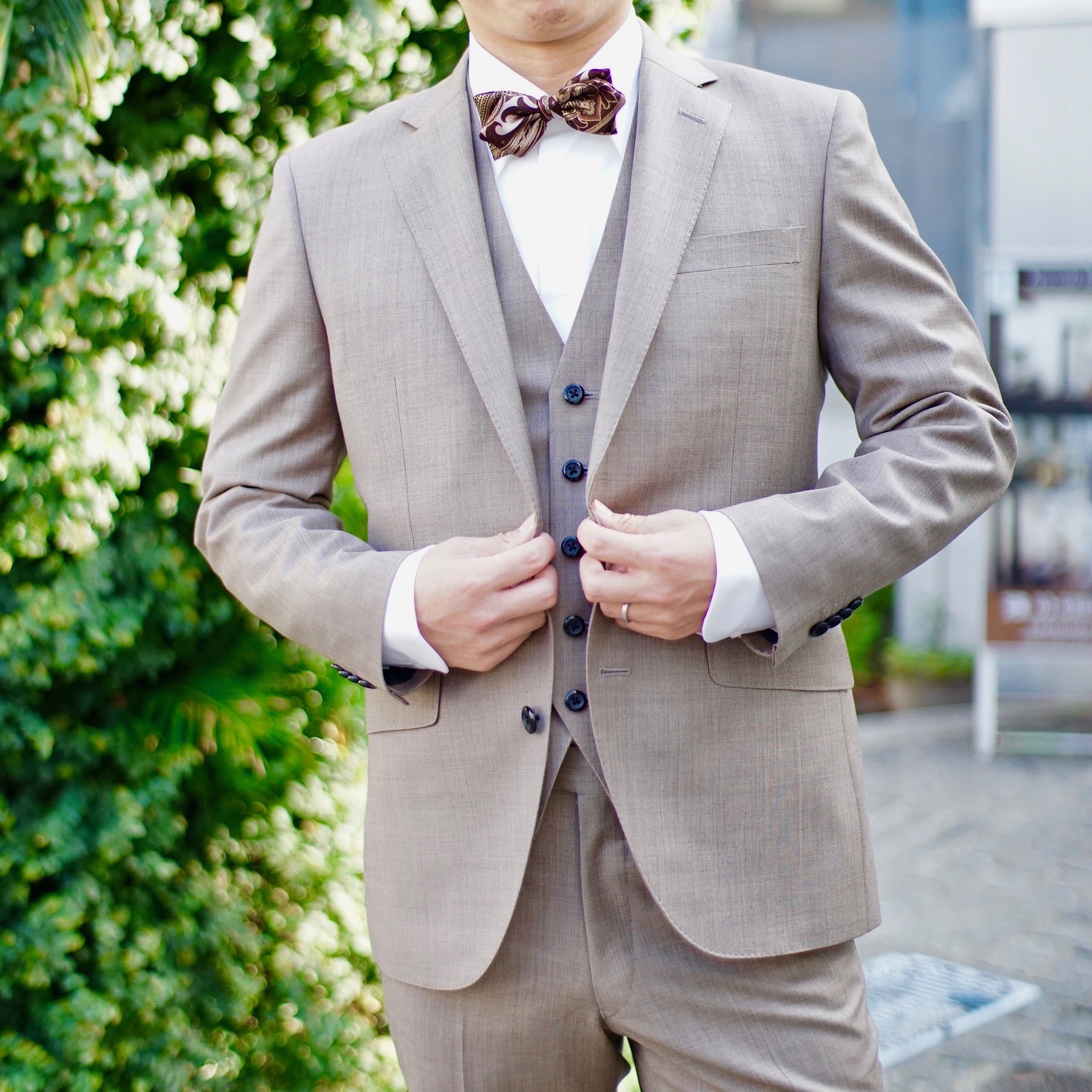 ブラウン系オーダータキシード 国産生地 【結婚式 タキシード オーダー