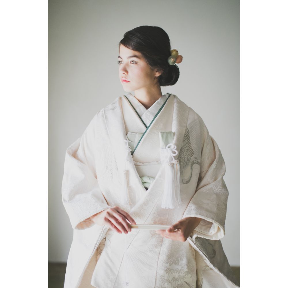 銀鶴四季花唐草文 【結婚式 和装 白無垢 レンタル】