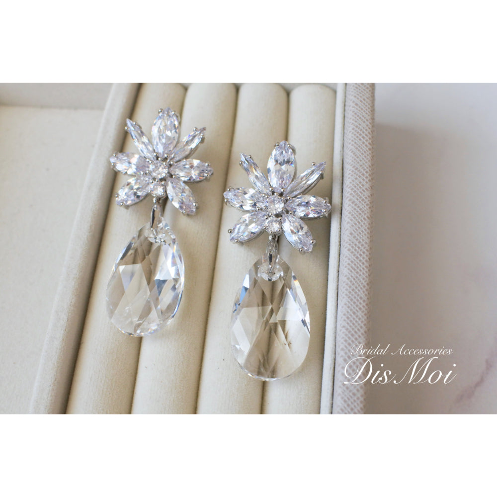 【ピアス・イヤリング】スワロフスキー×ジルコニアピアス/イヤリング ~ブライダルピアス/イヤリング~ ≪SZP-07/SZE-07≫ 【結婚式 ピアス イヤリング】