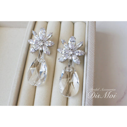 【ピアス・イヤリング】スワロフスキー×ジルコニアピアス/イヤリング ~ブライダルピアス/イヤリング~ ≪SZP-07/SZE-07≫ 【結婚式 ピアス イヤリング】