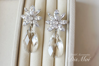 【ピアス・イヤリング】スワロフスキー×ジルコニアピアス/イヤリング ~ブライダルピアス/イヤリング~ ≪SZP-07/SZE-07≫ 【結婚式 ピアス イヤリング】