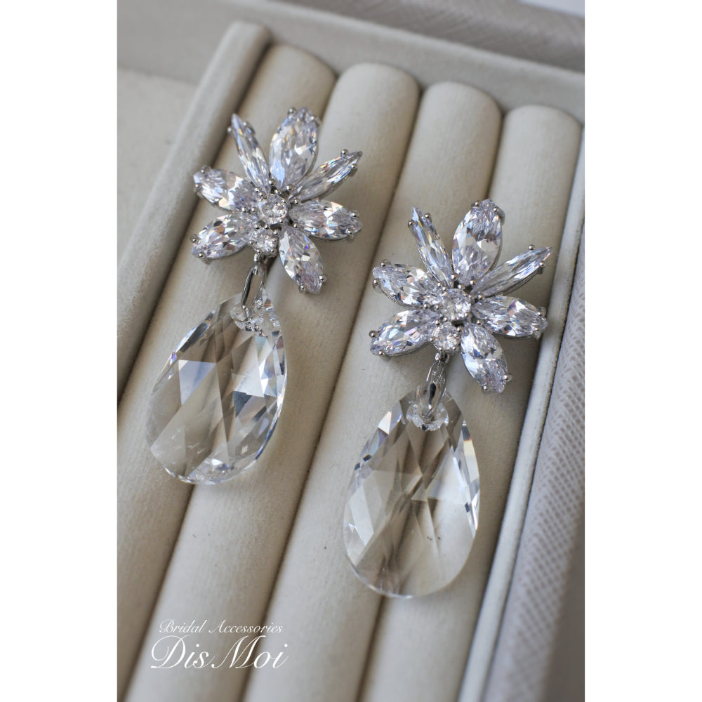 【ピアス・イヤリング】スワロフスキー×ジルコニアピアス/イヤリング ~ブライダルピアス/イヤリング~ ≪SZP-07/SZE-07≫ 【結婚式 ピアス イヤリング】