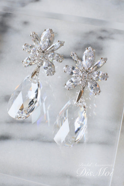 【ピアス・イヤリング】スワロフスキー×ジルコニアピアス/イヤリング ~ブライダルピアス/イヤリング~ ≪SZP-07/SZE-07≫ 【結婚式 ピアス イヤリング】
