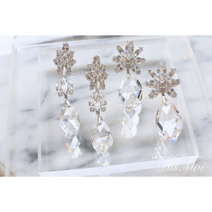 【ピアス・イヤリング】スワロフスキー×ジルコニアピアス/イヤリング ≪SZP-08/SZE-08≫ 【結婚式 ピアス イヤリング】