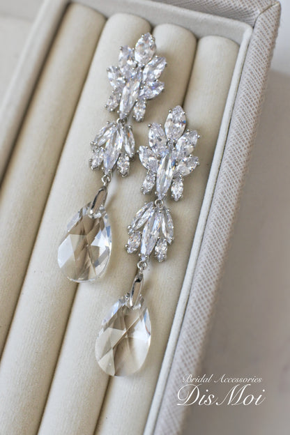 【ピアス・イヤリング】スワロフスキー×ジルコニアピアス/イヤリング ≪SZP-08/SZE-08≫ 【結婚式 ピアス イヤリング】