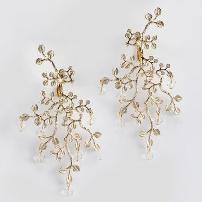 リーフイヤリング【ゴールド】ブライダルアクセサリー 【結婚式 ピアス イヤリング】