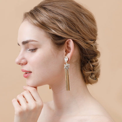 流れ星メタルタッセルのイヤリング【ゴールド】ブライダルアクセサリー 【結婚式 ピアス イヤリング】