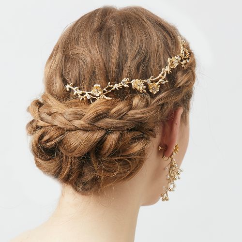 小花つき枝カチューシャ【ゴールド】ブライダルアクセサリー 【結婚式 ヘアアクセサリー】