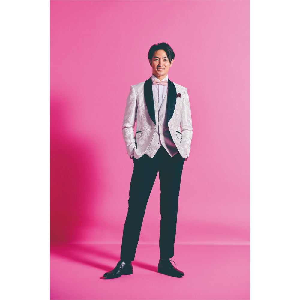 タキシードセット【ペイズリー/ホワイト】 【結婚式 タキシード レンタル】