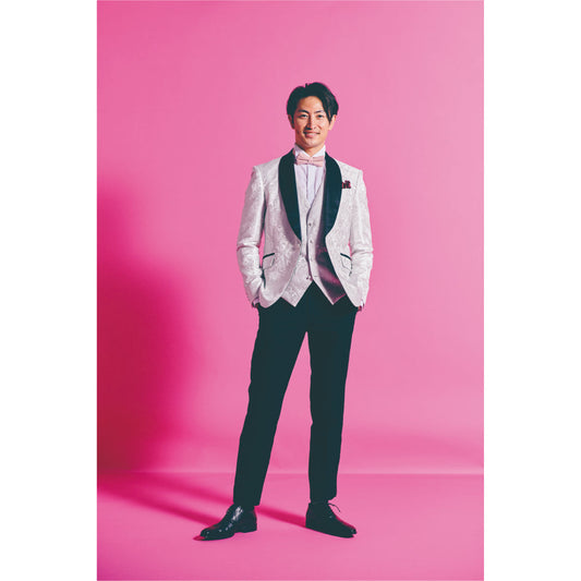 タキシードセット【ペイズリー/ホワイト】 【結婚式 タキシード レンタル】