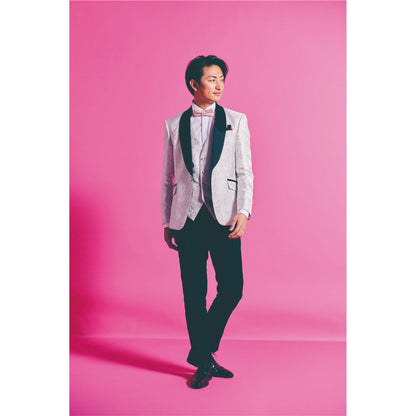 タキシードセット【ペイズリー/ホワイト】 【結婚式 タキシード レンタル】