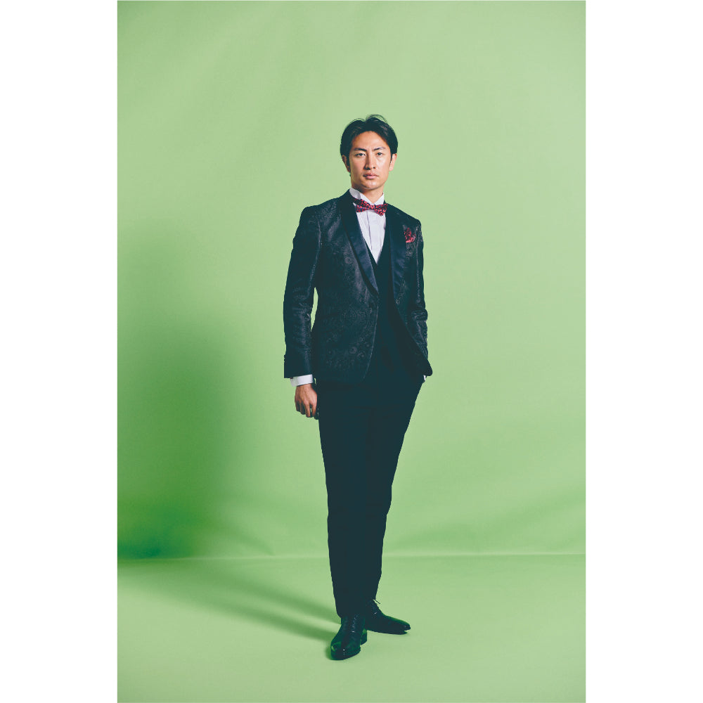 タキシードセット【ブラック/ペイズリー】 【結婚式 タキシード レンタル】