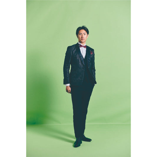 タキシードセット【ブラック/ペイズリー】 【結婚式 タキシード レンタル】