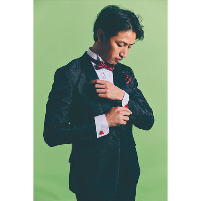 タキシードセット【ブラック/ペイズリー】 【結婚式 タキシード レンタル】