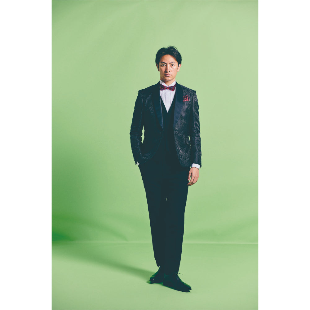 タキシードセット【ブラック/ペイズリー】 【結婚式 タキシード レンタル】