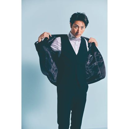タキシード3点(ジャケット・ベスト・パンツ)セット【ブラック/無地】 【結婚式 タキシード レンタル】