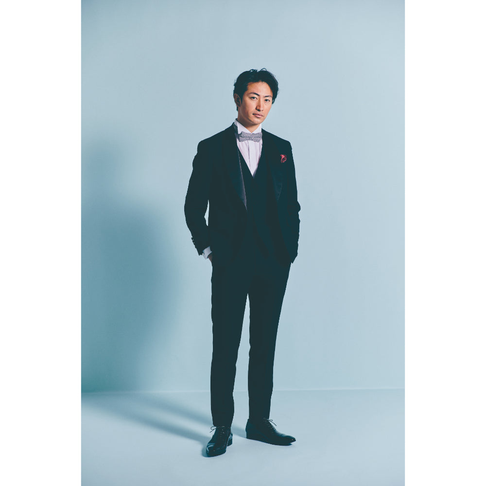 タキシード3点(ジャケット・ベスト・パンツ)セット【ブラック/無地】 【結婚式 タキシード レンタル】