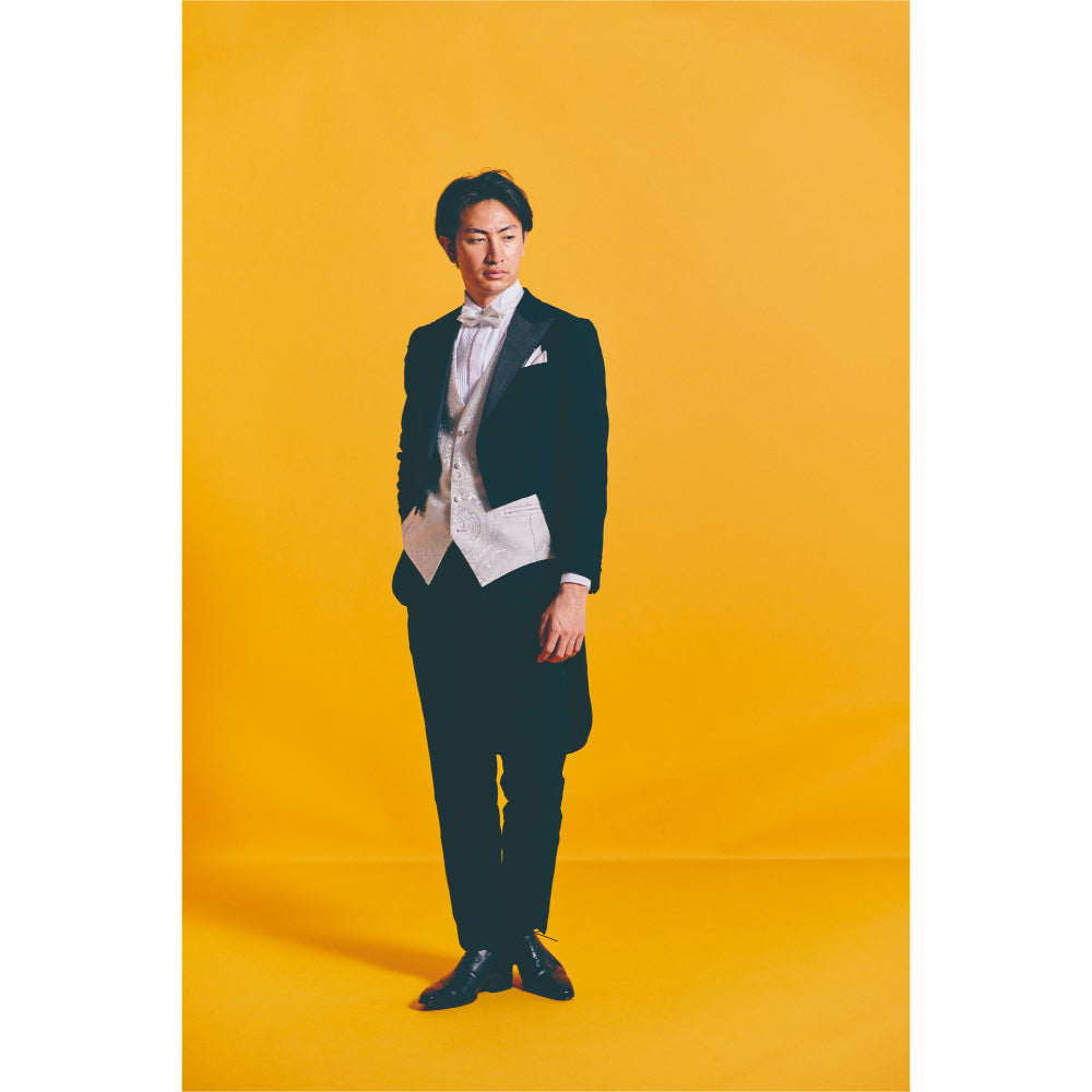 タキシード3点(ジャケット・ベスト・パンツ)セット【ブラック/テールコート】 【結婚式 タキシード レンタル】