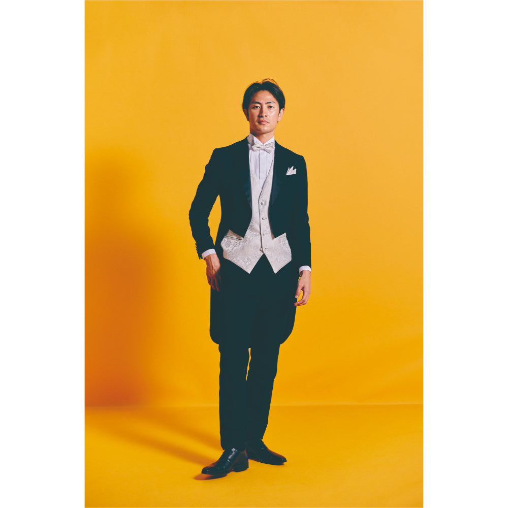 タキシード3点(ジャケット・ベスト・パンツ)セット【ブラック/テールコート】 【結婚式 タキシード レンタル】