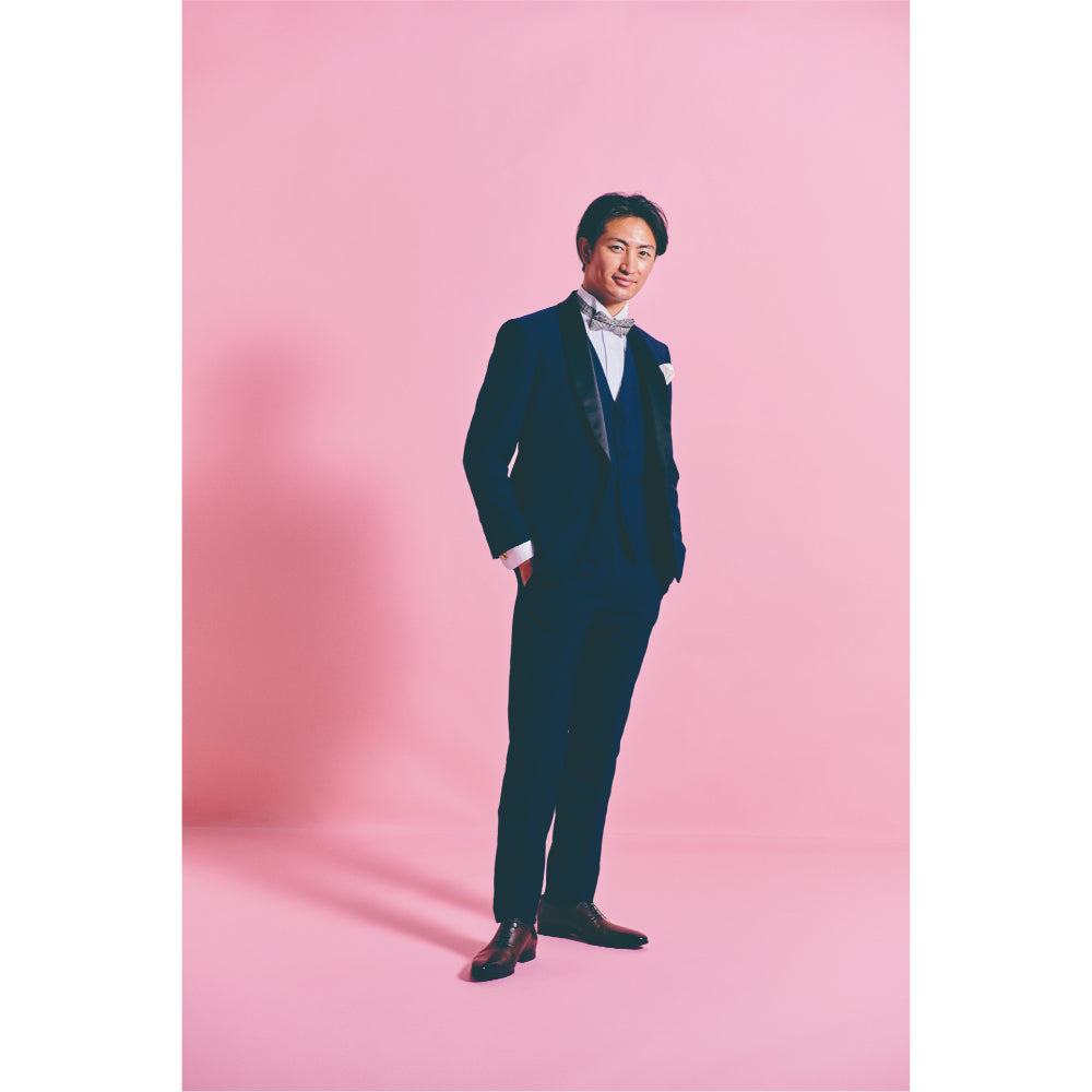 タキシード3点(ジャケット・ベスト・パンツ)セット【ネイビー/無地】 【結婚式 タキシード レンタル】