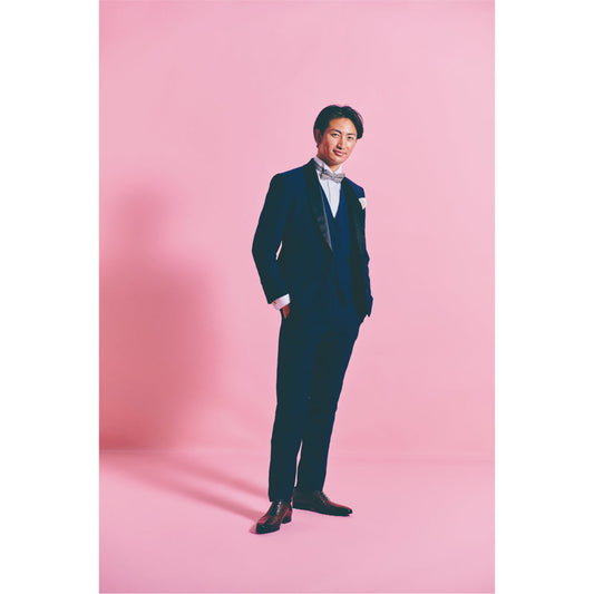 タキシード3点(ジャケット・ベスト・パンツ)セット【ネイビー/無地】 【結婚式 タキシード レンタル】