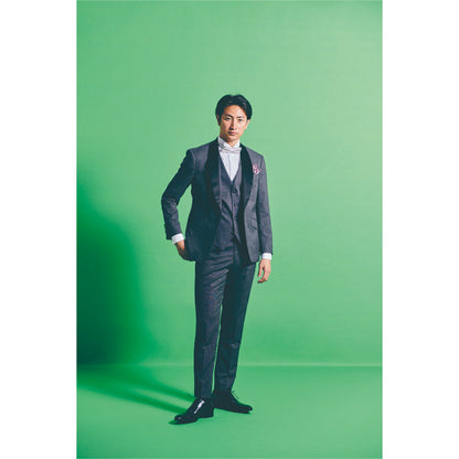 タキシード3点(ジャケット・ベスト・パンツ)セット【グレー/無地】 【結婚式 タキシード レンタル】