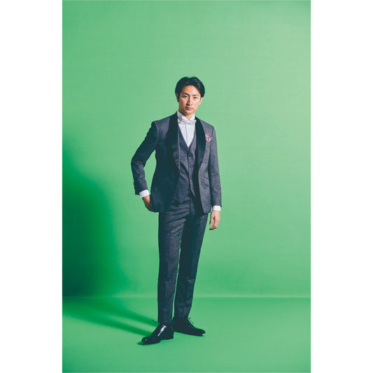 タキシード3点(ジャケット・ベスト・パンツ)セット【グレー/無地】 【結婚式 タキシード レンタル】