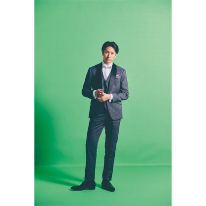 タキシード3点(ジャケット・ベスト・パンツ)セット【グレー/無地】 【結婚式 タキシード レンタル】