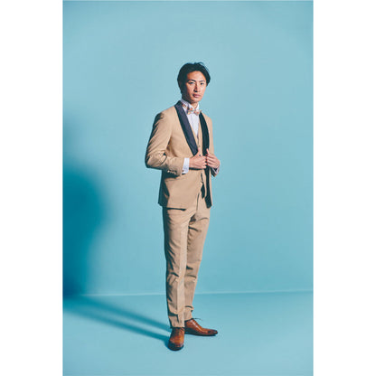 タキシード3点(ジャケット・ベスト・パンツ)セット【ベージュ/無地】 【結婚式 タキシード レンタル】