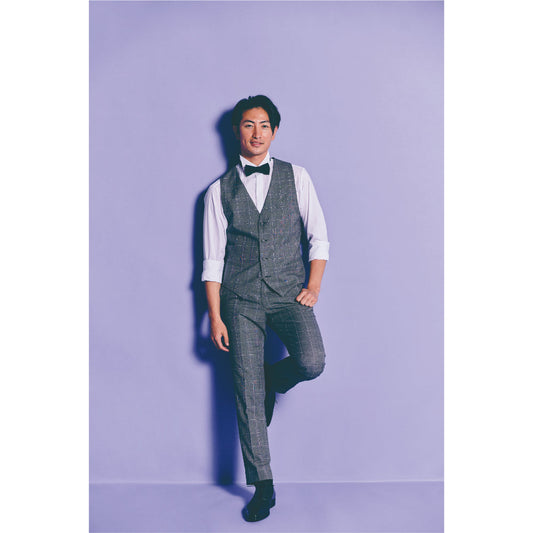 タキシード3点(ジャケット・ベスト・パンツ)セット【グレー/チェック】 【結婚式 タキシード レンタル】