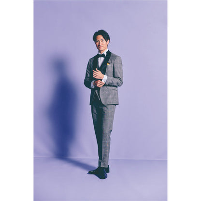 タキシード3点(ジャケット・ベスト・パンツ)セット【グレー/チェック】 【結婚式 タキシード レンタル】