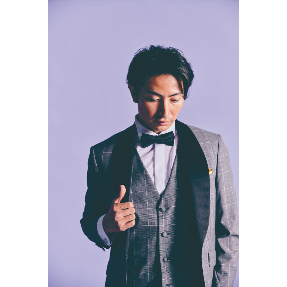 タキシード3点(ジャケット・ベスト・パンツ)セット【グレー/チェック】 【結婚式 タキシード レンタル】