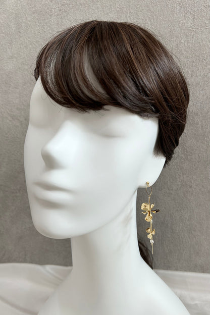 【ピアス・イヤリング】ゴールドフラワー×淡水パールのチェーンピアス/イヤリング -ブライダルピアス/イヤリング- ≪TP-21s/TE-22s≫【結婚式 ピアス イヤリング】