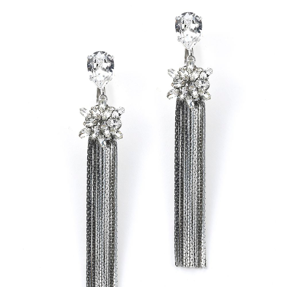 流れ星メタルタッセルのピアス【シルバー】ブライダルアクセサリー 【結婚式 ピアス イヤリング】