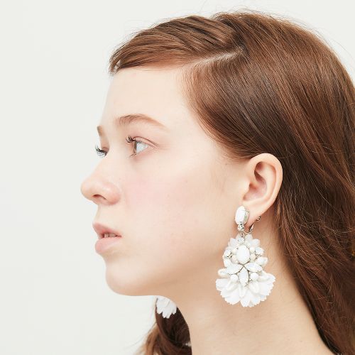 ホワイトストーンビッグピアス/ブライダルアクセサリー 【結婚式 ピアス イヤリング】
