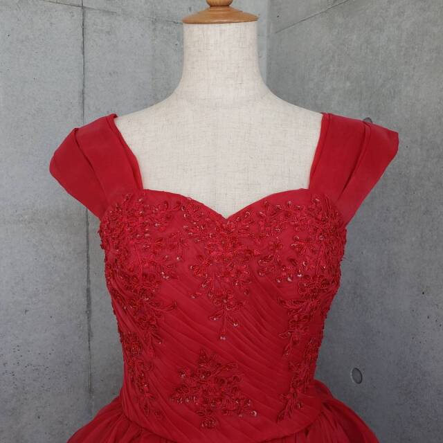 オフショルダーパーツ 赤 レッド(オーガンジー) 【結婚式 ドレス小物 レンタル】