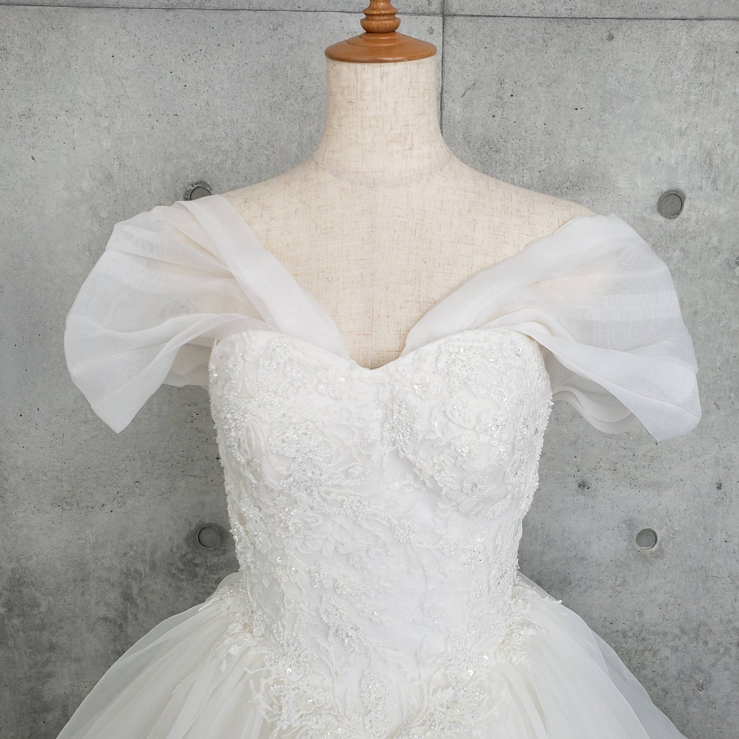 ウェディングドレス★オフショルダーパーツ(オーガンジー)TSL01og 【結婚式 ドレス小物 レンタル】