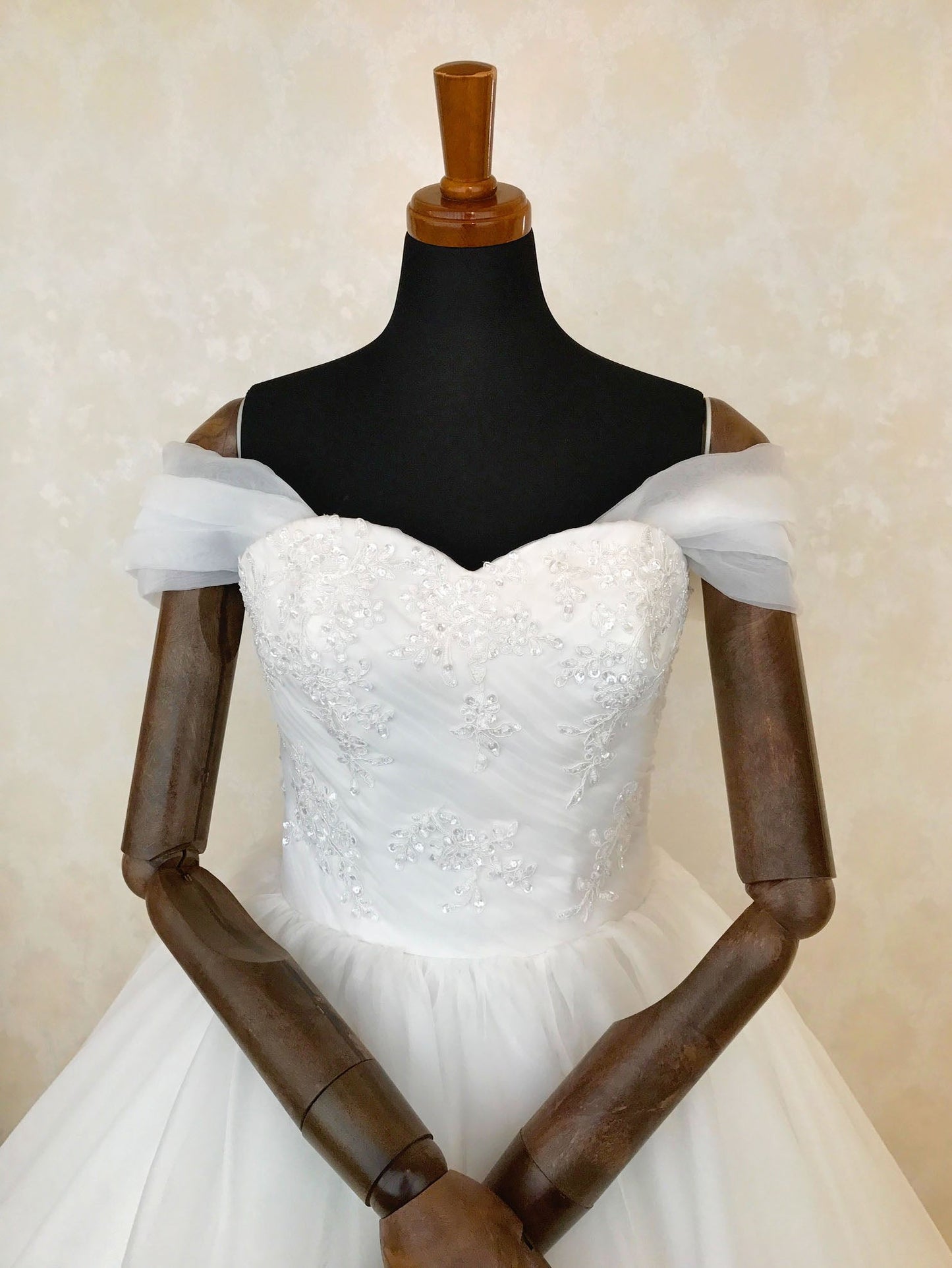 ウェディングドレス★オフショルダーパーツ(オーガンジー)TSL01og 【結婚式 ドレス小物 レンタル】