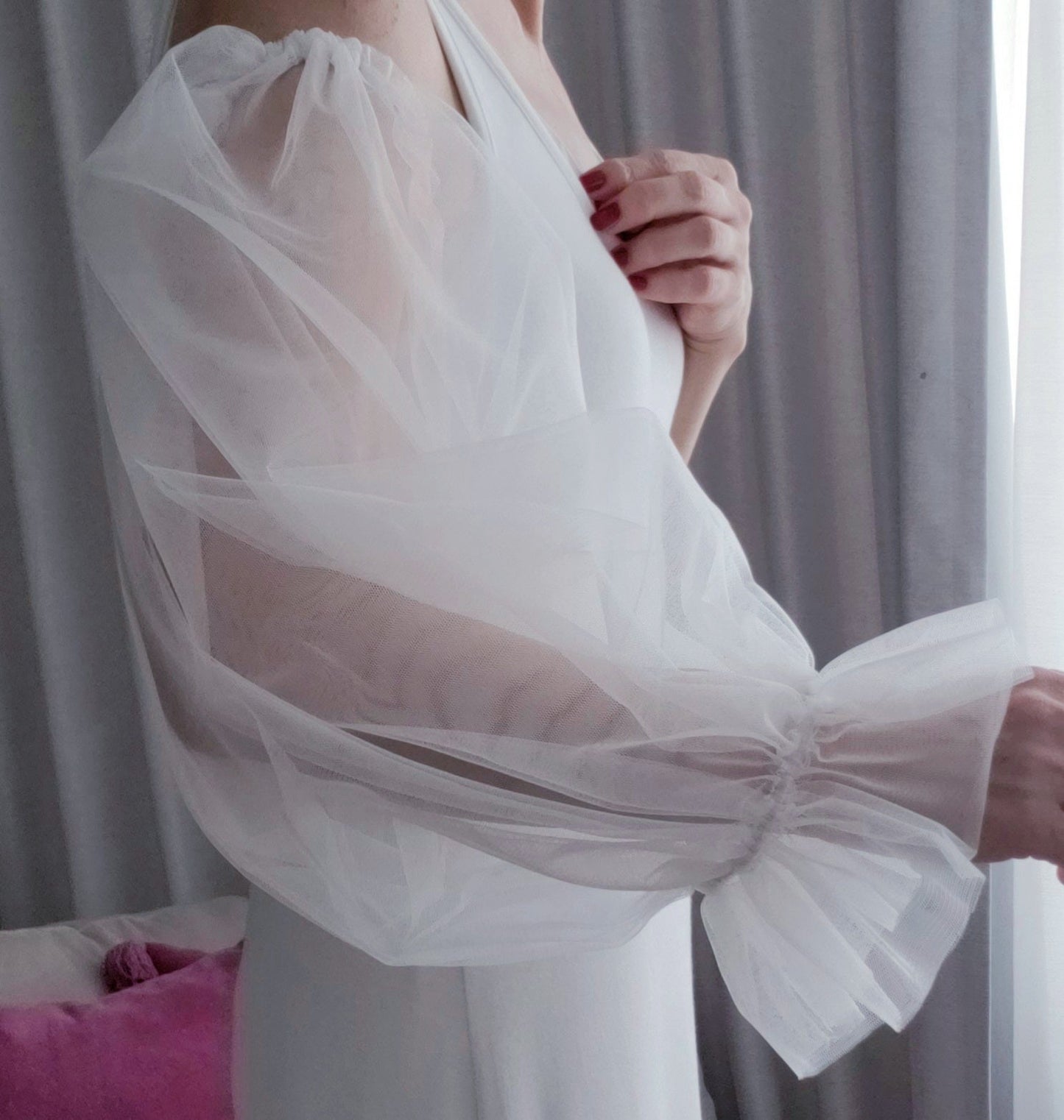 ウェディングドレスつけ袖(ロング) 【結婚式 ドレス小物 レンタル】