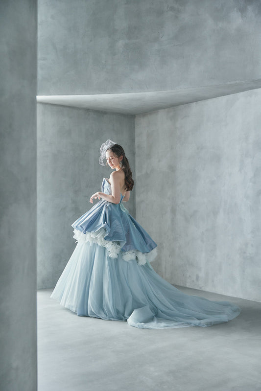 Marissa マリッサ【カラードレス】Aライン ブルー チュール 【結婚式 レンタル】