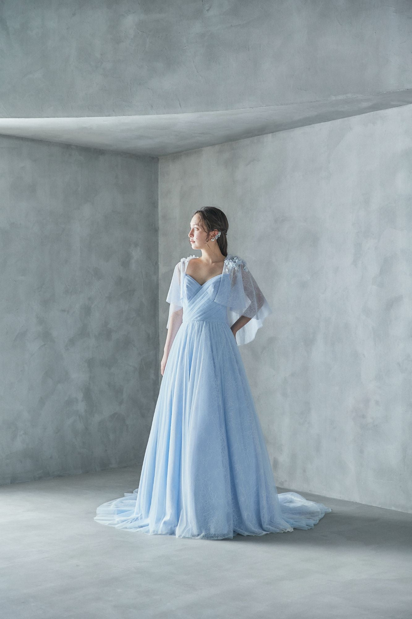 Ortensia オルテンシア【カラードレス】レース チュール ショール Aラインドレス 【結婚式 レンタル】