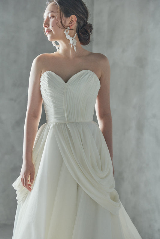 ディアナ Diana【ウエディングドレス レンタル】シンプル オーガンジー Aライン 【結婚式】