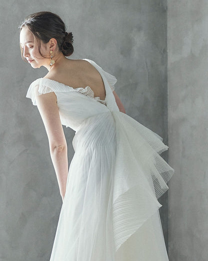 カテリーナ Caterina【ウエディングドレス レンタル】Aライン オーガンジ- シンプル 【結婚式】