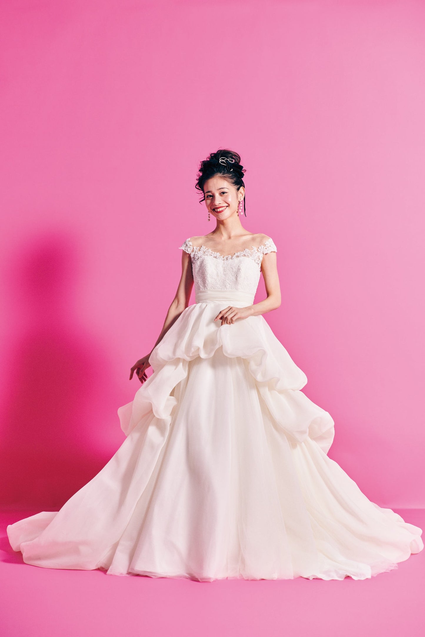 Panna パンナ【ウエディングドレス レンタル】Aライン フレンチスリーブ イリュージョン 【結婚式】